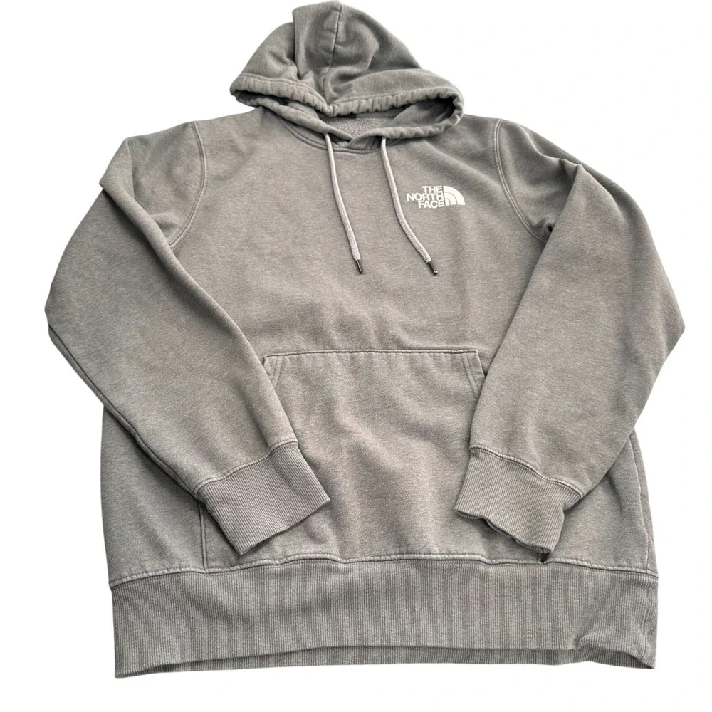 The North Face M‎ Grey Hoodie Camouflage Logo Print Never Stop Exploring Graphic